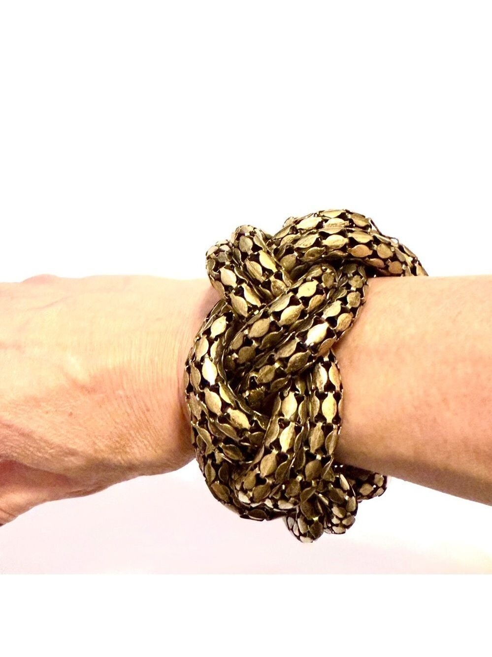 White House Black Market Oversized Gold Braided Statement Bracelet NEW - Picture 5 of 6